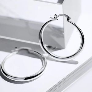 NEW Dainty S925 Silver Hollow Out Big Large Round Circle Hoop Earrings